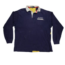 Load image into Gallery viewer, Vintage POLO RALPH LAUREN US-POLO RL-93 Flag 1993 Long Sleeve Rugby Shirt 90s Stadium Navy Yellow L