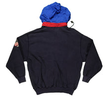 Load image into Gallery viewer, Vintage POLO RALPH LAUREN Spell Out USA Flag Packable Hooded Sweatshirt 90s Navy Blue M