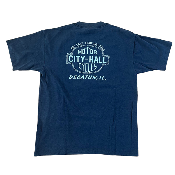 Vintage 3D EMBLEM Smith & Wesson The American Legend Motor City Hall Cycles Decatur IL 1992 T Shirt 90s M