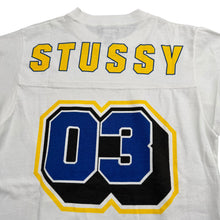 Load image into Gallery viewer, Vintage STUSSY 03 Blue Football Shirt White Sz Small
