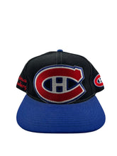 Load image into Gallery viewer, Vintage #1 APPAREL Montreal Canadiens Big Logo Snapback Hat 90s Black Blue
