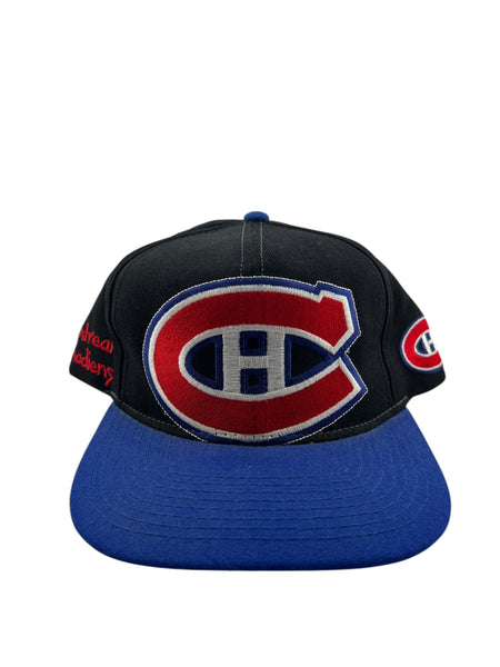 Vintage #1 APPAREL Montreal Canadiens Big Logo Snapback Hat 90s Black Blue
