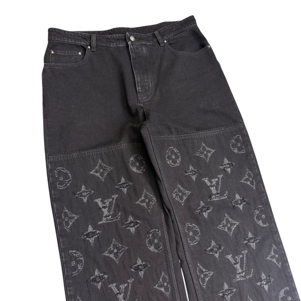 Louis Vuitton Monogram Carpenter Denim Jeans Black Sz 34