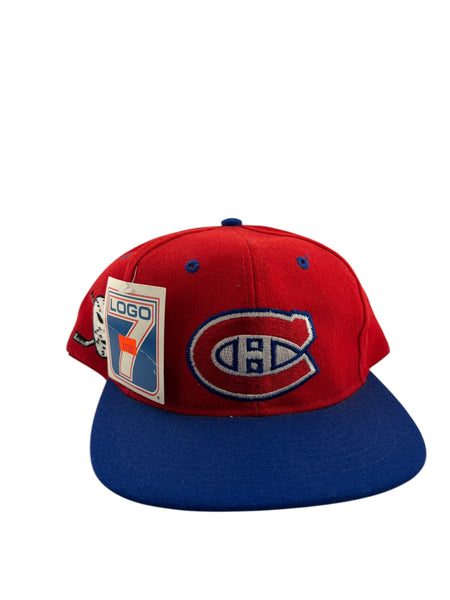 Vintage LOGO 7 Montreal Canadiens Habs Snapback Hat 90s Red Blue NWT
