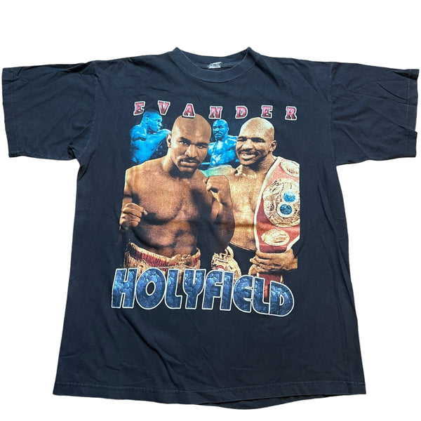 Vintage Evander Holyfield vs Michael Moorer WBA IBF Champions Rap T Shirt 90s Black