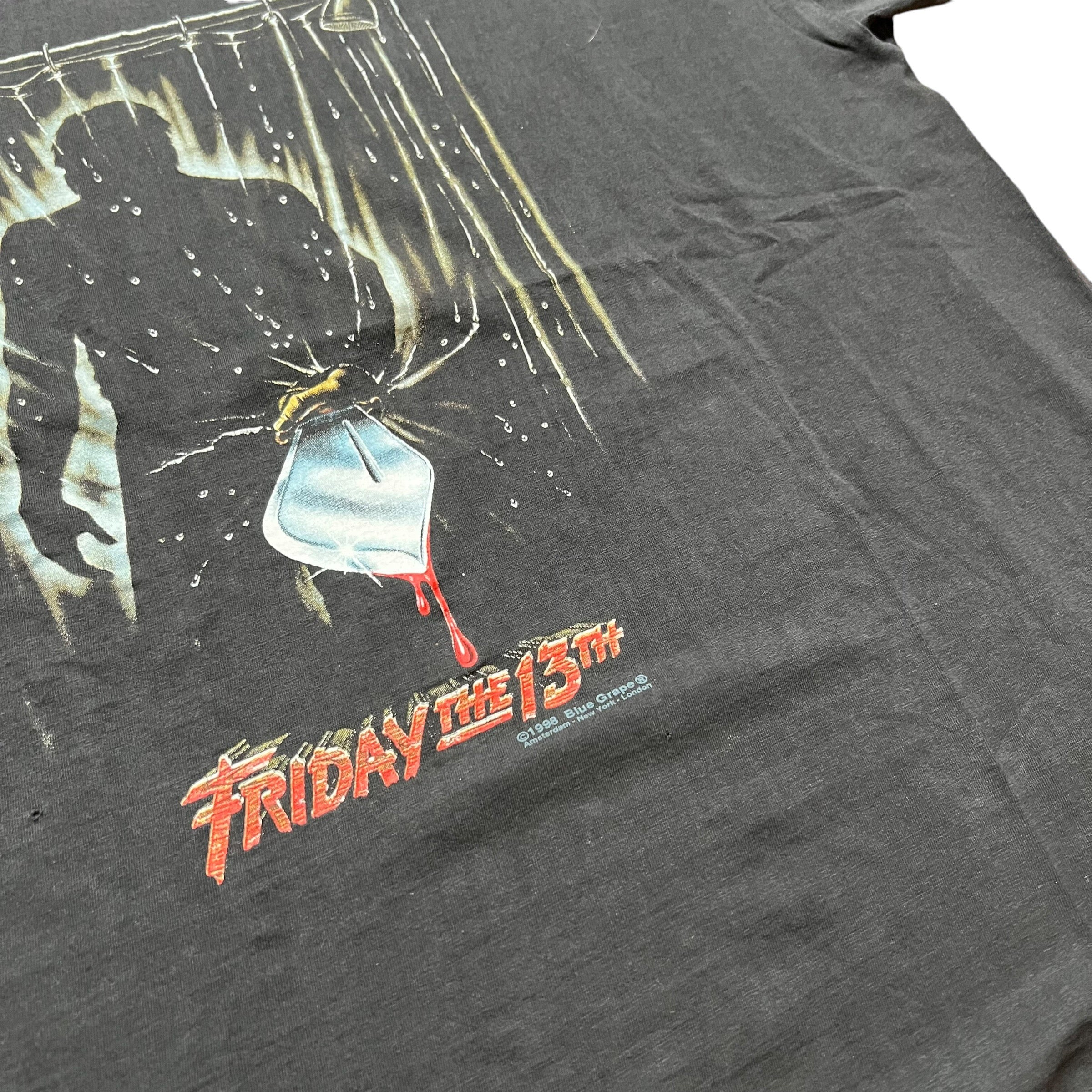 Vintage BLUE GRAPE Friday the 13th Film Promo T Shirt 90s Black XL 