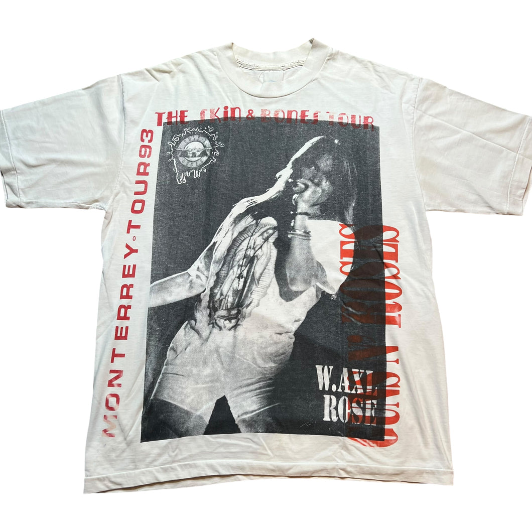 Vintage Guns N' Roses Axl Rose The Skin & Bones 1993 Mexico Tour T Shirt 90s White