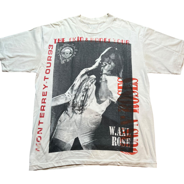 Vintage Guns N' Roses Axl Rose The Skin & Bones 1993 Mexico Tour T Shirt 90s White