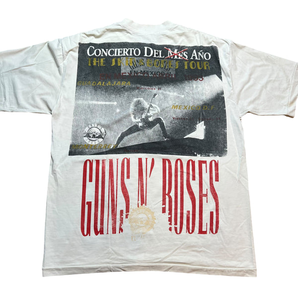 Vintage Guns N' Roses Axl Rose The Skin & Bones 1993 Mexico Tour T Shirt 90s White