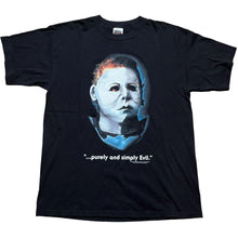 Load image into Gallery viewer, Vintage TULTEX Halloween Michael Myers Purely and Simply Evil Film Promo T Shirt 90s Blue Grape Black XL
