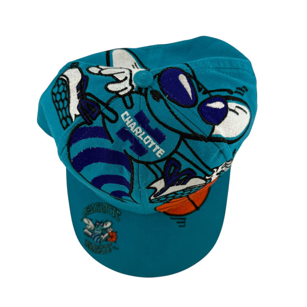 Vintage THE GAME Charlotte Hornets Big Logo Wrap Around Snapback Hat 90s Teal