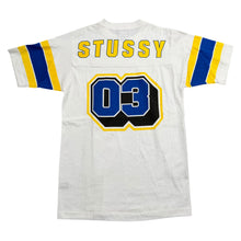 Load image into Gallery viewer, Vintage STUSSY 03 Blue Football Shirt White Sz Small
