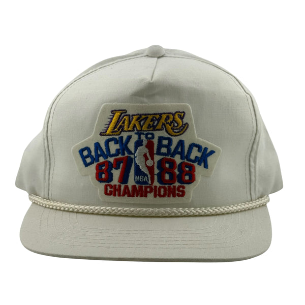 Vintage YOUNGAN Los Angeles Lakers 87-88 Back To Back Champions Snapback Hat 80s White