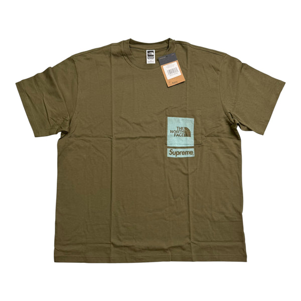 New Supreme x The North Face Printed Pocket Tee Olive Size Large