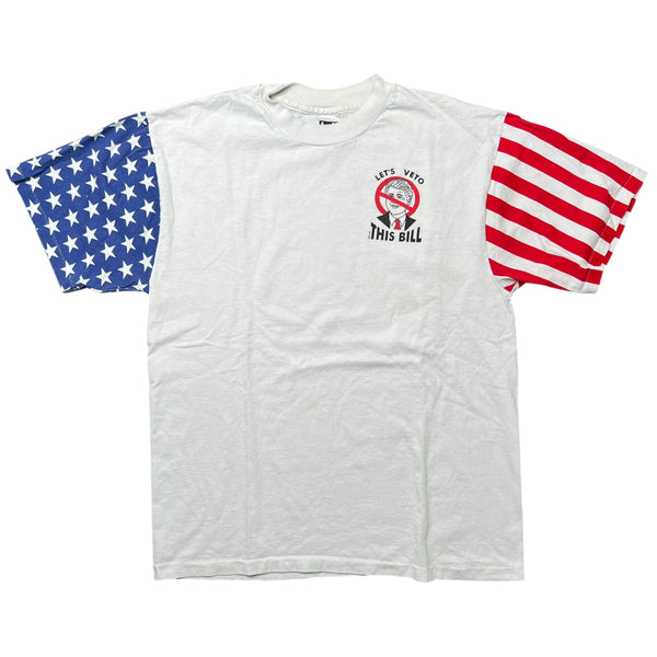 Vintage LA SPORTSWEAR Let's Veto This Bill, Bill Clinton 1996 T Shirt 90s White L