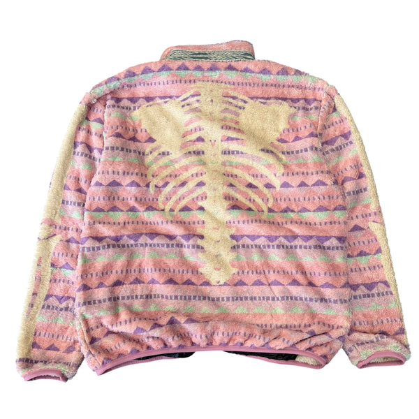 Kapital Ashland Stripe & Bone Fleece Jacket Pink Sz 3