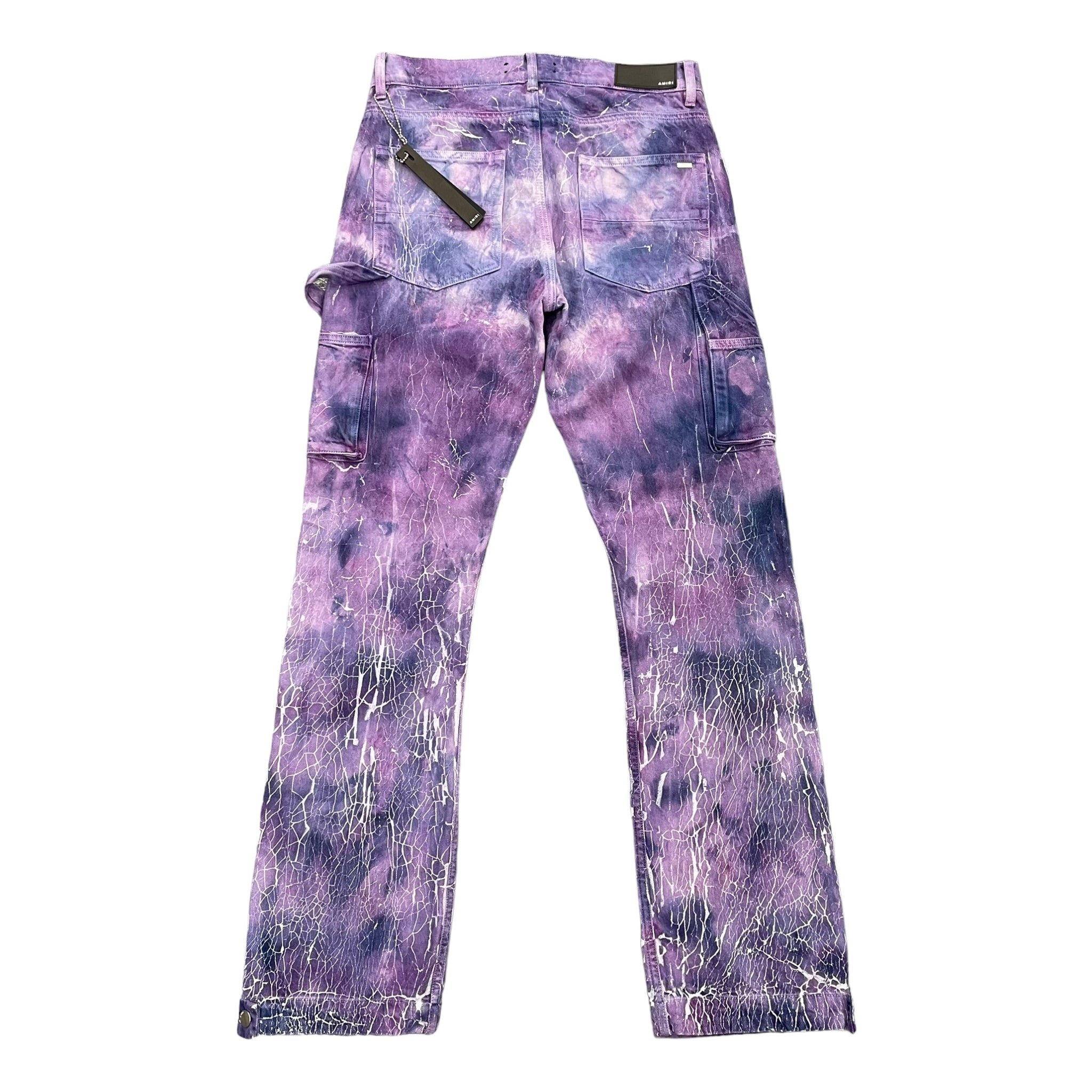 NWT Amiri Denim Flared Double Knee Tie-dye Cotton Logo Jeans
