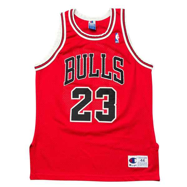 Vintage 90s CHAMPION Michael Jordan Chicago Bulls Embroidered Red Basketball Jersey 44