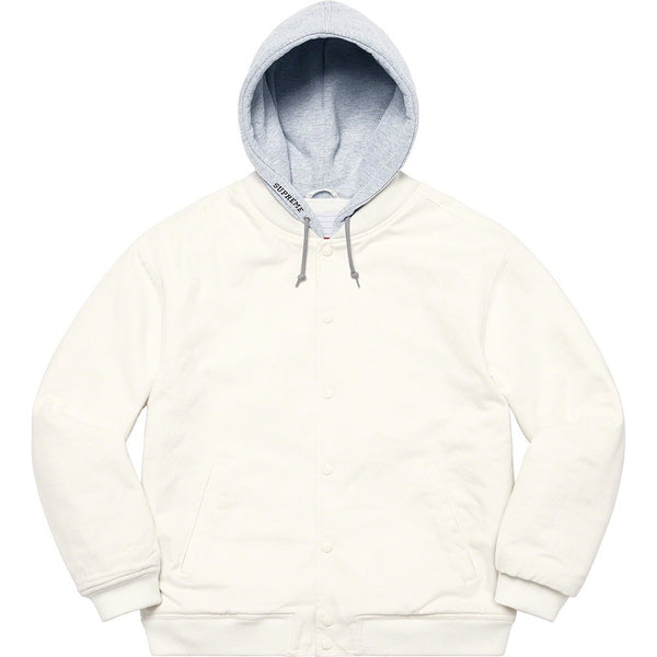 NEW Supreme Hooded Twill Varsity Jacket White Sz XL