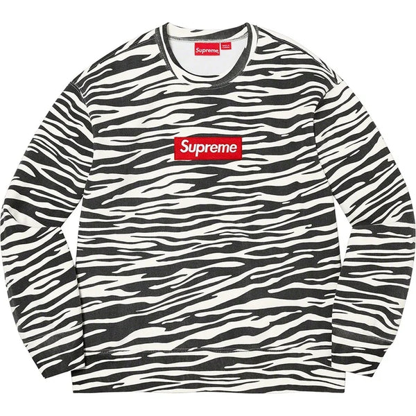 NEW Supreme Box Logo Crewneck Zebra Sz XL
