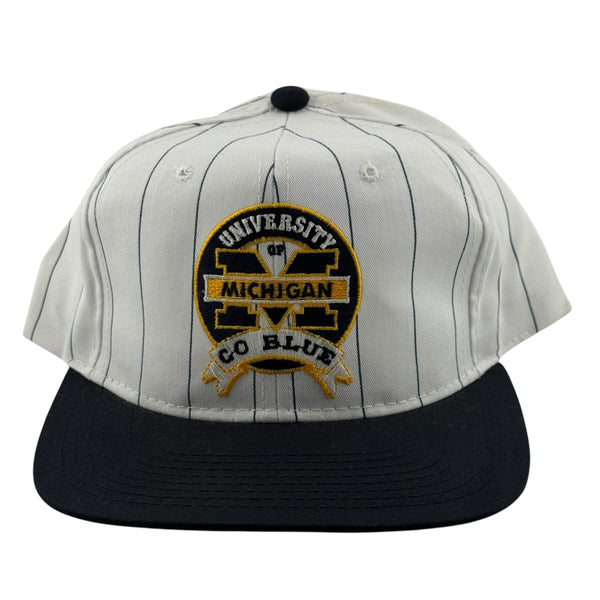 Vintage STARTER Michigan Wolverines Pinstripe Snapback Hat 90s Multicolor