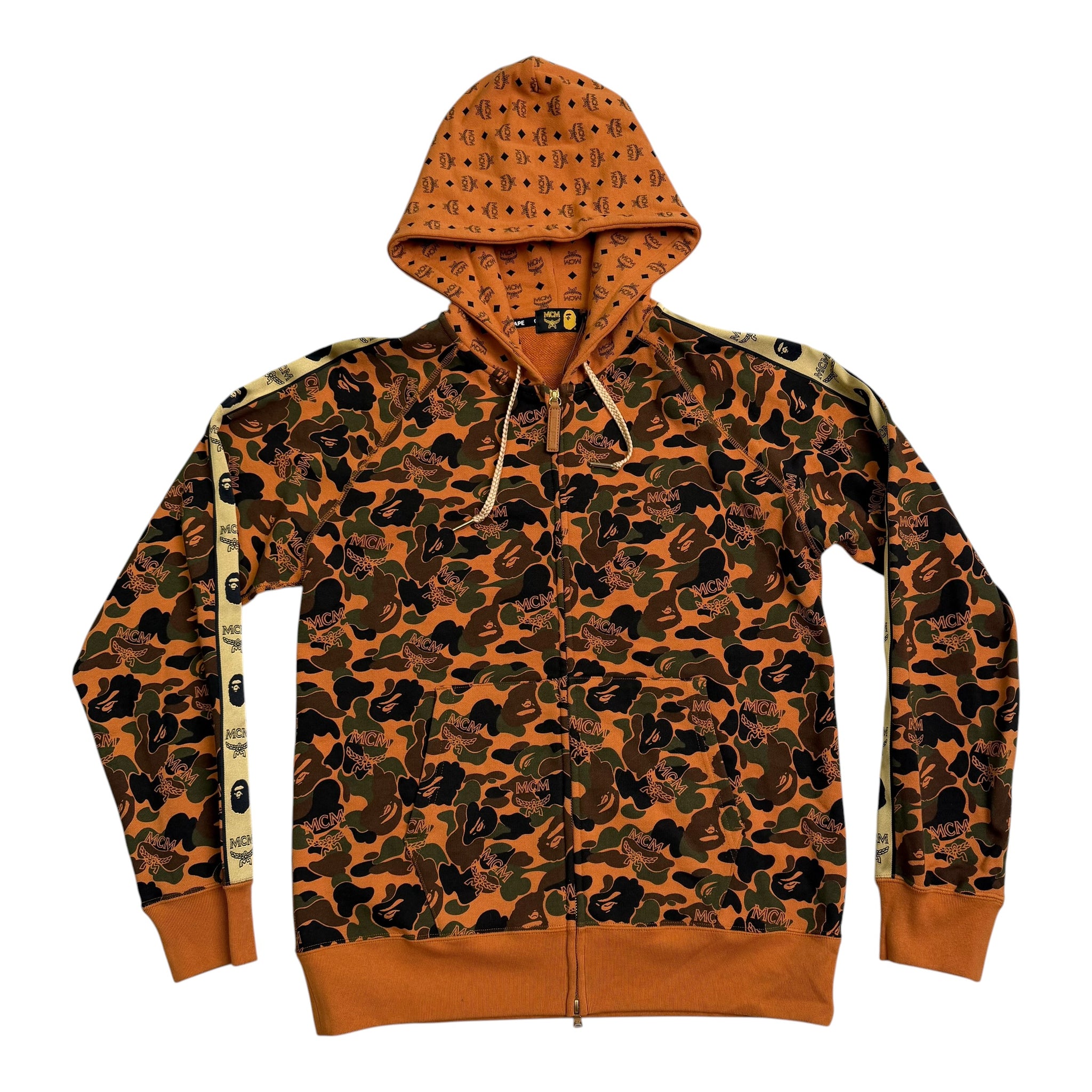 New BAPE x MCM Camo Full Zip Hoodie Cognac Sz XL – Reset Web Store
