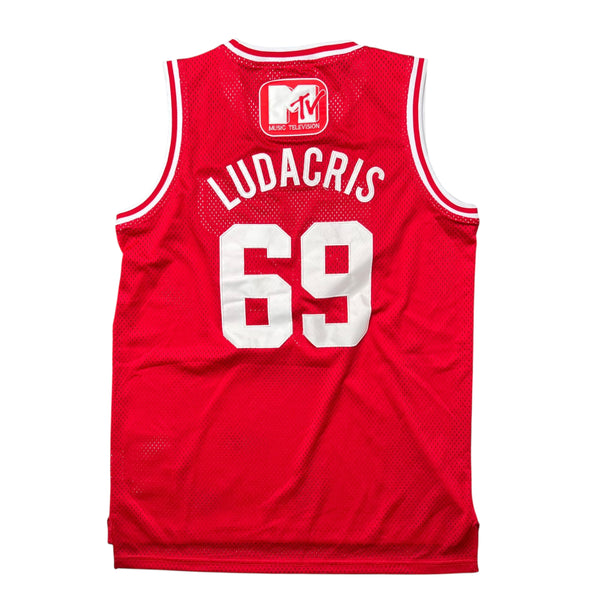 Vintage HEADGEAR CLASSICS Ludacris #69 Stripes MTV Rock N' Jock Basketball Jersey 2000s Red L