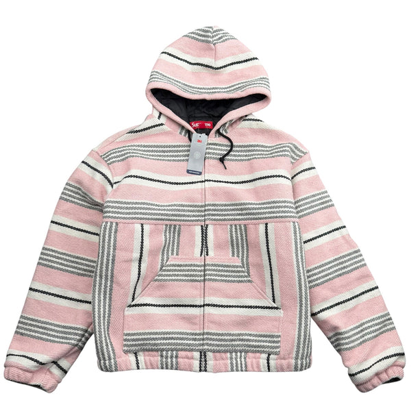 NEW Supreme Woven Stripe Hooded Jacket Pink Sz Small