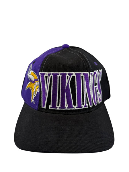 Vintage STARTER Minnesota Vikings Tri-Power Snapback Hat 90s Black Purple