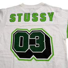 Load image into Gallery viewer, Vintage STUSSY 03 Green Football Shirt White Sz Small
