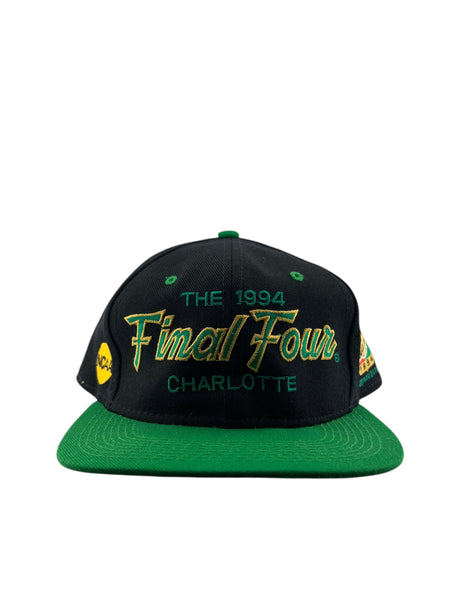 Vintage SPORTS SPECIALTIES The 1994 Final Four in Charlotte Scriped Fitted Hat 90s Black Green Size 7 1/2
