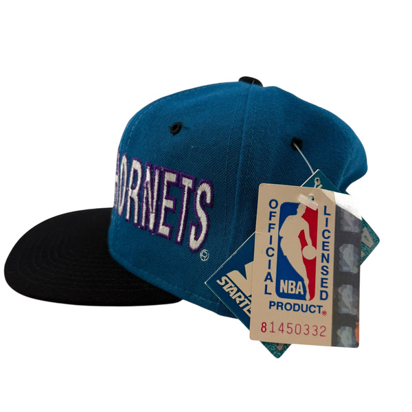 Vintage STARTER Charlotte Hornets Tri Power Snapback Hat 90s Blue Black NWT