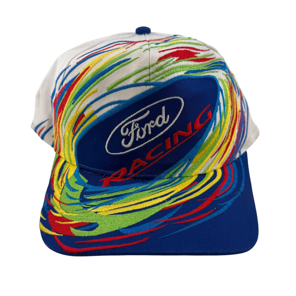 Vintage FORD RACING Snapback Hat 90s Multicolor