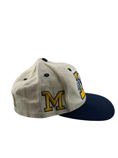 Vintage TOW Michigan Wolverines Fitted Hat 90s White Blue Size 7 1/4