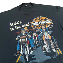 Load image into Gallery viewer, Vintage HARLEY DAVIDSON Ride&#39;n in the Wind Hawaiian Hawgs 1986 T Shirt 80s Black
