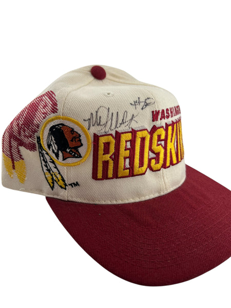 Vintage SPORTS SPECIALTIES Washington Redskins Laser Shadow Autographed Snapback Hat 90s White Burgundy
