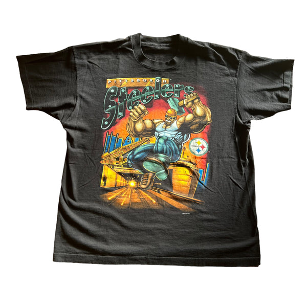 Vintage SALEM Pittsburgh Steelers 1994 Superhero Worker T Shirt 90s