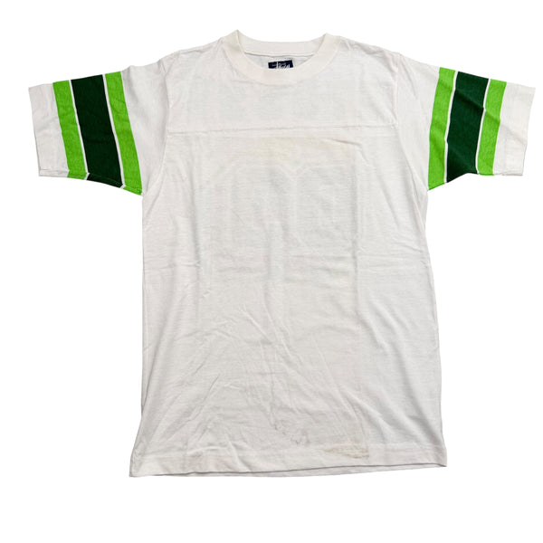 Vintage STUSSY 03 Green Football Shirt White Sz Small