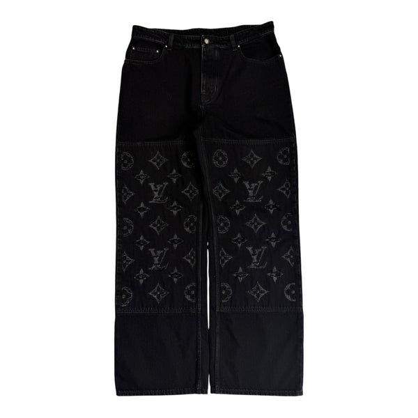 Louis Vuitton Monogram Carpenter Denim Jeans Black Sz 34