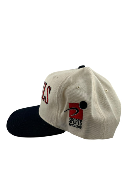 Vintage SPORTS SPECIALTIES New Jersey Devils Laser Shadow Snapback Hat 90s White Black