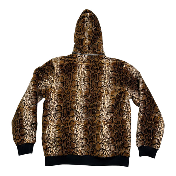 New Supreme Velvet Snakeskin Hooded Bomber Jacket Brown Size X-Large
