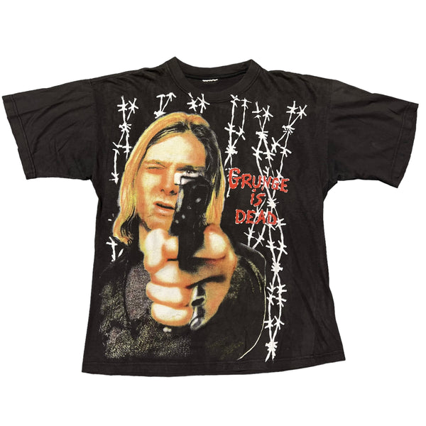 Vintage Kurt Cobain 'Grunge Is Dead' Memorial T Shirt 90s Nirvana Black