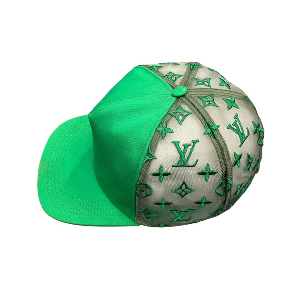 Louis Vuitton Everyday LV Embroidered Mesh Cap Green Pre Owned