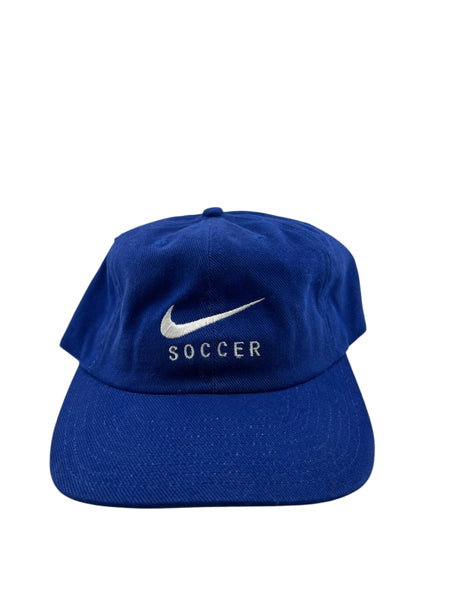 Vintage NIKE Soccer Swoosh Adjustable Hat 90s Blue