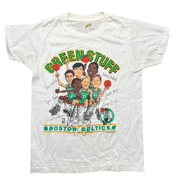 Vintage 80s SCREEN STARS Salem Boston Celtics Green Stuff Caricature T Shirt Small