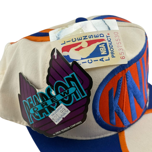Vintage DREW PEARSON New York Knicks Tear Drop Color Block Wrap Around Snapback Hat 90s Multicolor NWT