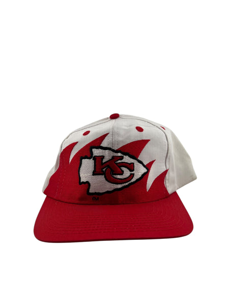 Vintage LOGO 7 Kansas City Chiefs Sharktooth Snapback Hat 90s White Red