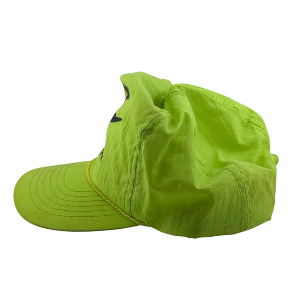 Vintage LE SPORT Nike World Campus Spell Out Swoosh Nylon Rope Snapback Hat 80s Neon Green