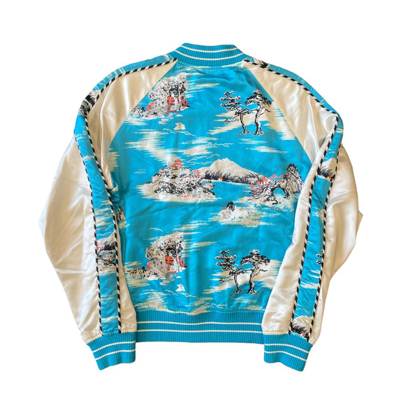 AMIRI Hawaiian Print Bomber Jacket Cyan Blue Pre Owned