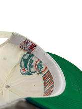 Load image into Gallery viewer, Vintage SPORTS SPECIALTIES Miami Dolphins Laser Shadow Snapback Hat 90s White Teal
